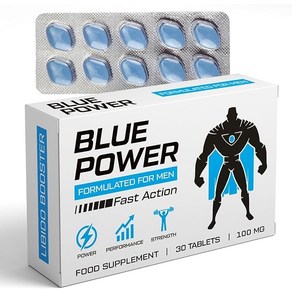 Blue Power 30 알약 100mg - 남성을 위한 더 강하고 더 강화된 강도 견고함 - 높은 체력 성능을 향상시키도록 설계됨 장기간 결과 - Natura