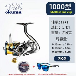 Okuma 올 메탈 낚시 릴 최대 드래그 방지 해수 회전 릴 1000-5000 12 1BB15KG, 없음, 4) 1000