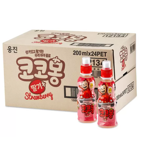 코코몽 키즈 음료수 딸기 사과 포도맛 200ml 24병x2박스 칼슘 아연 함유, 48개