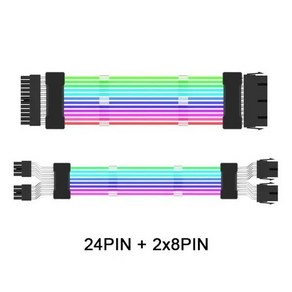 ARGB PSU 전원 공급 장치 익스텐션 케이블 플로우 ATX 24 핀 PCIE 8 6 코드 컴퓨터용, 10 24Pin 2X8pin set BK