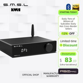 SMSL A50PRO 파워 앰프 패시브 서브우퍼 및 스피커용 하이 로우 패스 필터 MA12070P * 2 블루투스 5.0 HDMI ARC 70W * 2, 1개