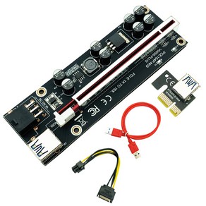 VER009S Plus PCI E PCIE 라이저 009s 6 핀 PCI Expess 라이저 카드 Molex USB 3 0 케이블 Bitcoin BTC Mine Mining, black, 1개