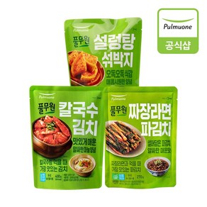 [풀무원] 칼국수김치 파김치 섞박지 3개 골라담기, 270g