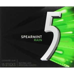 Wrigley's 5 Rain Spearmint Gum (12 Packs of 15 Pieces) Wrigley's 5 Rain 스피어민트 껌(15개입 12팩)