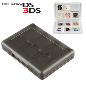 호환 닌텐도 DS 3DS 게임칩 케이스 카드 수납 보관 칸막이형 투명 블랙 24개입