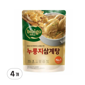 비비고즉석국 누룽지삼계탕즉석국 국물요리, 850g, 4개