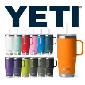 예티 YETI 램블러 텀블러 보냉 739mL 빨대뚜껑 트래블 손잡이 머그 25oz 13종, 10. POWER PINK, 1개