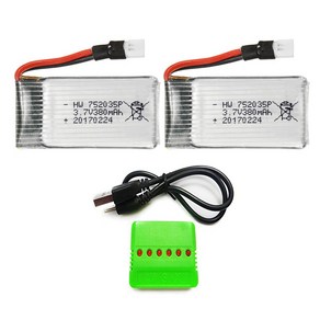 3.7v 380mah 드론배터리충전기세트, (X4) 380mah2개+6in1충전, 1개