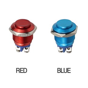 버튼 19mm(BLUE RED)마이크로스위치 푸시버튼 푸쉬버튼 스위치 원형/파킹랜드, RED, 1개