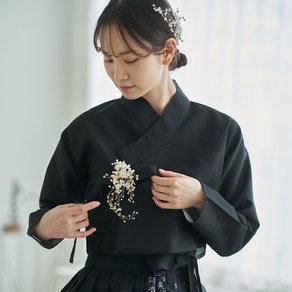 생활한복 실과바늘 미르 저고리 블랙 깔끔한 검정