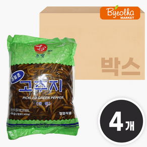 동보 하늘초 간장 고추지 4kg 대용량 업소용 식당용 밑반찬 삭힌 고추 장아찌 절임, 4개