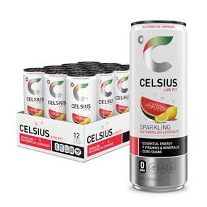 CELSIUS 스파클링 수박 레모네이드 기능성 필수 에너지 드링크 12 Fl Oz (12팩), 12개, 355ml