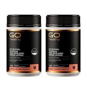 (뉴질랜드직배) 고헬시 고 초록입홍합 그린립드머슬 19000mg 100캡슐 2개 GO Healthy GO Mussel 100 Vege Capsules, 100정