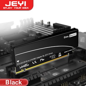 JEYI M.2 NVME SSD - PCIE 4.0 X16 어댑터 알루미늄 냉각 하우징이 장착된 PCIE x16 Gen4 확장 카드, 01 Black