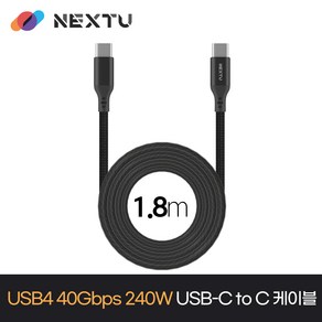 넥스트 NEXT-TBT4018-40G 썬더볼트 C to C 고속충전 케이블 1.8M, 1개