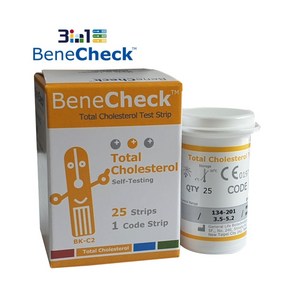 베네첵 benecheck 콜레스테롤수치 시험지 검사지 1박스 (1박스x25매) 알콜솜20매증정, 1개