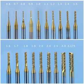 티타늄 코팅 카바이드 밀링 커터 조각 엣지 CNC 라우터 드릴 비트 PCB 기계 마이크로용 엔드 밀 0 8mm 3 175mm, 3) 2.0mm, 1개