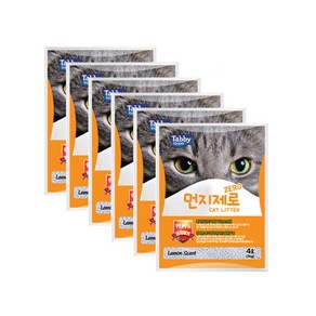 테비토퍼 먼지제로 고양이 모래 레몬향, 4L, 6개