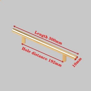 골드 주방 문 T 바 스트레이트 손잡이 캐비닛 풀 직경 10mm 스테인레스 스틸 손잡이 가구 손잡이, 192mm