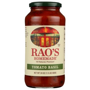 Rao's Homemade Tomato Basil Pasta Sauce 24 oz 라오의 수제 토마토 바질 파스타 소스 24온스, 680g, 1개