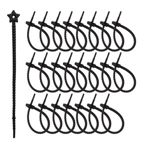[모핸] 별모양 실리콘 컬러 케이블타이, 24개, 검정