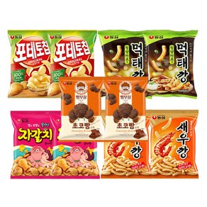 농심 먹태깡 60g 2개 + 새우깡 90g 빵부장 초코빵 55g 자갈치 포테토칩 오리지널, 1개