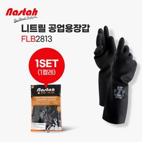 NASTAH 다용도 두꺼운 블랙 니트릴 내화학 공업용 장갑 신나 내산 내유장갑 공업 및 산업용 정비용, 1세트, 대(L), 검정