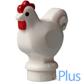 레고 부품 동물 흰색 닭 White Chicken with Black Eyes and Red Comb Patten 6063275 95342pb01, 1개