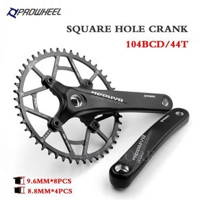 자전거 크랭크 Powheel 산악 사각 홀 크랭크셋 175 MTB 스프로킷 38T 36T 34T 32T 좁은 와이드 크라운 170mm, Squae hole 44T, 1개