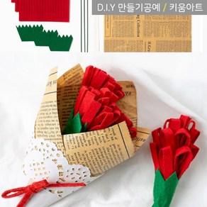 키움아트 어버이날 카네이션만들기 펠트꽃다발 DIY, 빨강, 1개