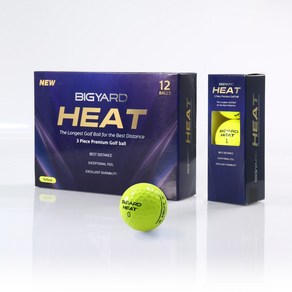넥센 빅야드 히트 HEAT 골프공, 1세트, 12개입, 옐로우