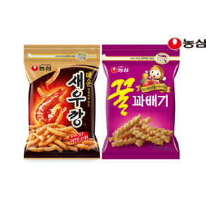 농심 꿀꽈배기 285g(1봉) + 매운 새우깡 400g(1봉) 지퍼 대용량, 1세트