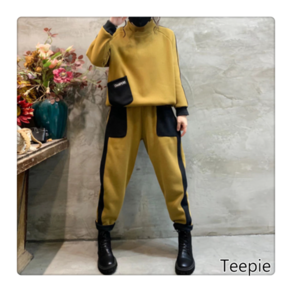 티피/Teepie 이른 봄 캐주얼 스포츠 패션 정장 스탠드 칼라 풀오버 투피스 여성용