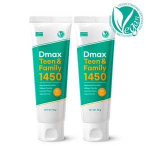 듀오솔루션 디맥스 주니어&청소년 온가족 패밀리치약 1450ppm 고불소 틴앤패밀리 임산부 비건치약 민트향, 2개, 90g