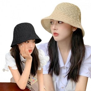 니트벙거지 봄모자 여름모자 여자모자 비치모자 예쁜무늬짜임 버킷햇
