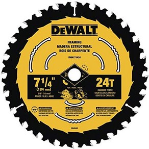 DEWALT Cicula Saw Blade 7 1/4 Inch 24 Tooth Wood Cutting (DWA171424), Old Model, 1개