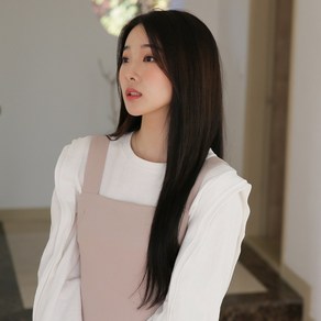 픽앤웨어 여성 인모 100% 똑딱이 헤어피스 S사이즈 긴생머리 55cm, 내츄럴블랙(역방향), 1개