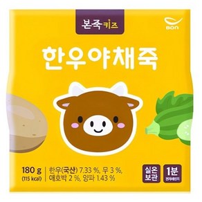 본죽 키즈 모둠 야채죽, 180g, 7개, 한우