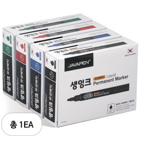 자바펜 생잉크 유성 매직 4종 x 12p 세트, 검정 + 파랑 + 빨강 + 초록, 1세트