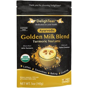 DelighTeas Oganic Golden Milk Powde with Tumei DelighTeas 유기농 골든 밀크 파우더(강황 생강 실론 계피 함유)  황금 강, 1개, 1개, 141g