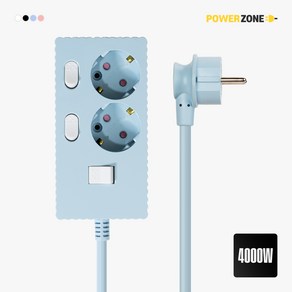 파워존 4000W 고용량 웨이브 개별스위치 2구 멀티탭 과부하차단 멀티콘센트 50cm 1.5m 3m 5m 7m, 개별스위치 2구5m 파스텔블루, 1개