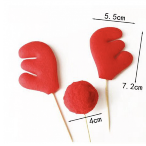 크리스마스 미니 루돌프 토퍼 펠트 데코픽 연말 파티 케이크 장식, 코 추가, 1세트, 둥근뿔