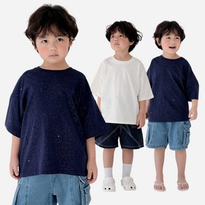 [12시전주문 오늘출발] 메르시보꾸 아동용 별빛컷팅티라운드넥 반팔티