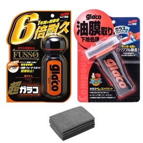 소프트99 글라코 유막제거제 G47 + 글라코 장기지속형 유리발수코팅제 G19 1세트 + 타월2장 셀프세차용품, 유리발수코팅제 G19+ 유막제거제 G47 + 타월2장, 1개