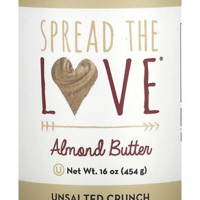 Spead The Love 아몬드버터 무염 크런치 454g(16oz), 1개, 454g