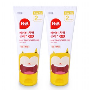 비앤비 베이비치약 겔형(딸기향) 60g(4개월-4세) 유아치약 마술패치2매증정, 60g, 2개