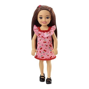 Babie Chelsea Doll (Bunette) Weaing Ruffled Chey-Pint Dess and Black Shoes Toy fo Kids Ages