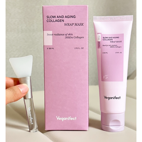 [BEST] [깐달걀/탄력광채] 비건이펙트 슬로우에이징 저분자 랩핑 콜라겐팩 80ml +브러쉬증정, 1개, 1개입