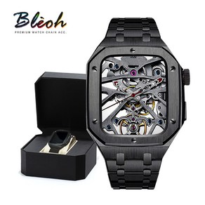 [FULL-METAL] 블레오 애차드밀 애플워치 호환 울트라 메탈 케이스 스트랩 일체형, 44mm, Solid Black, 1개