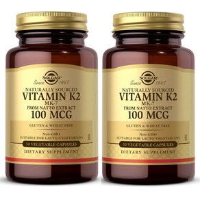 솔가 내츄럴 비타민 K2 Solga Natual Vitamin K2 (MK-7) 100 mcg 50 베지캡슐 2 팩, 50정, 2개